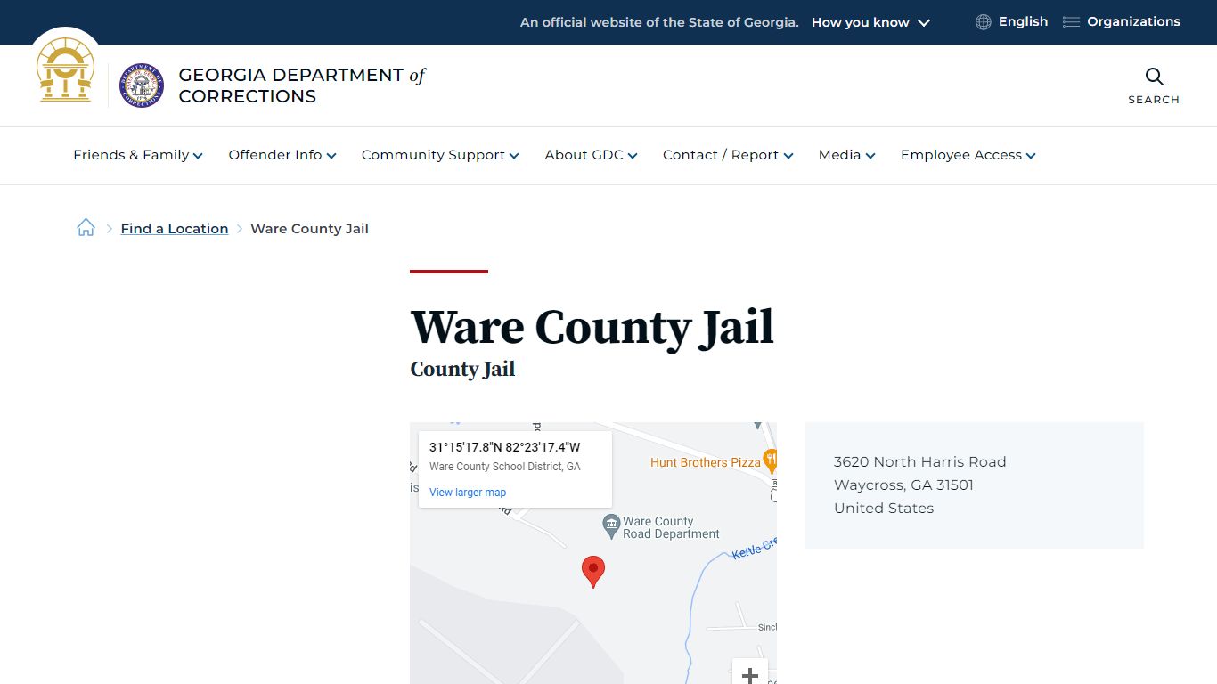 Ware County Jail | Georgia Department of Corrections