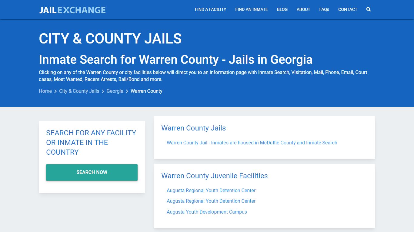 Inmate Search for Warren County | Jails in Georgia - Jail Exchange