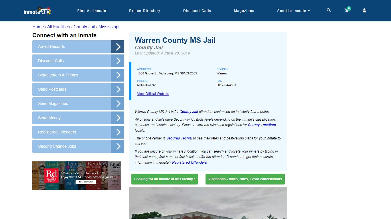 Warren County MS Jail - Inmate Locator - Vicksburg, MS