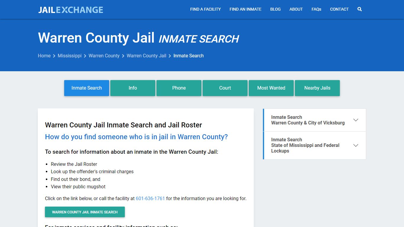Inmate Search: Roster & Mugshots - Warren County Jail, MS