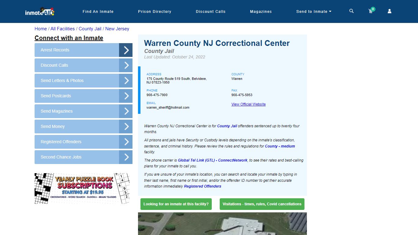 Warren County NJ Correctional Center - Inmate Locator - Belvidere, NJ