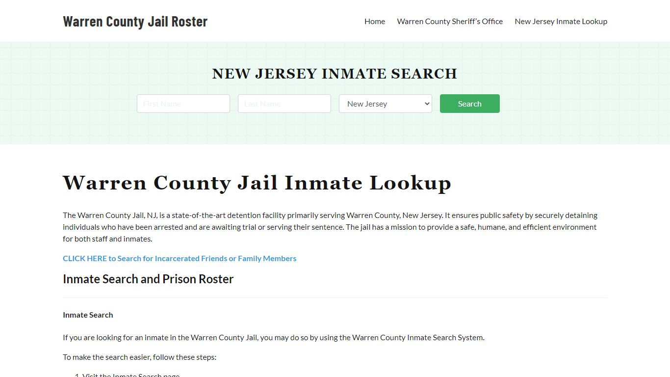 Warren County Jail Roster Lookup, NJ, Inmate Search