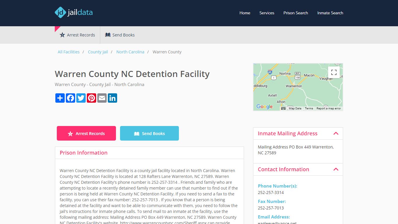 Warren County NC Detention Facility Inmate Search and Prisoner Info ...