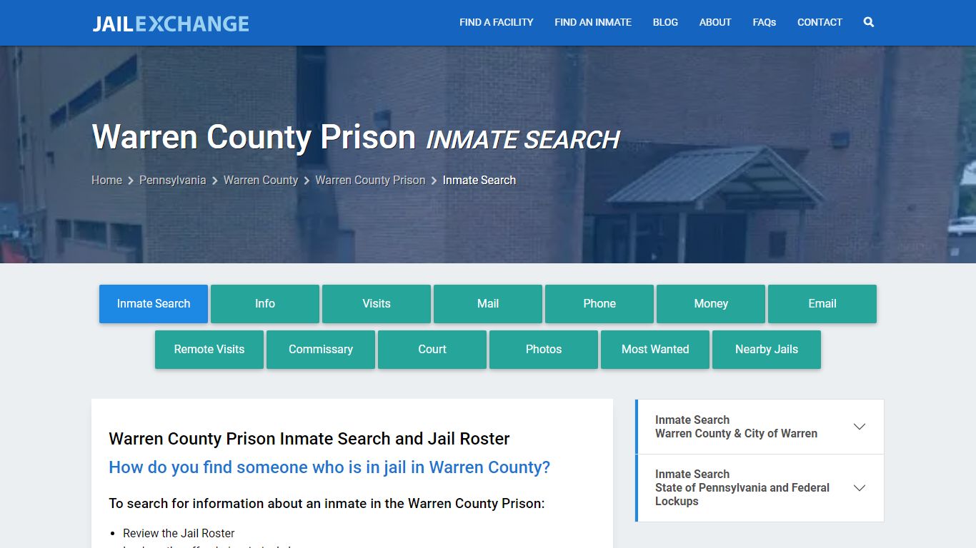 Inmate Search: Roster & Mugshots - Warren County Prison, PA - Jail Exchange