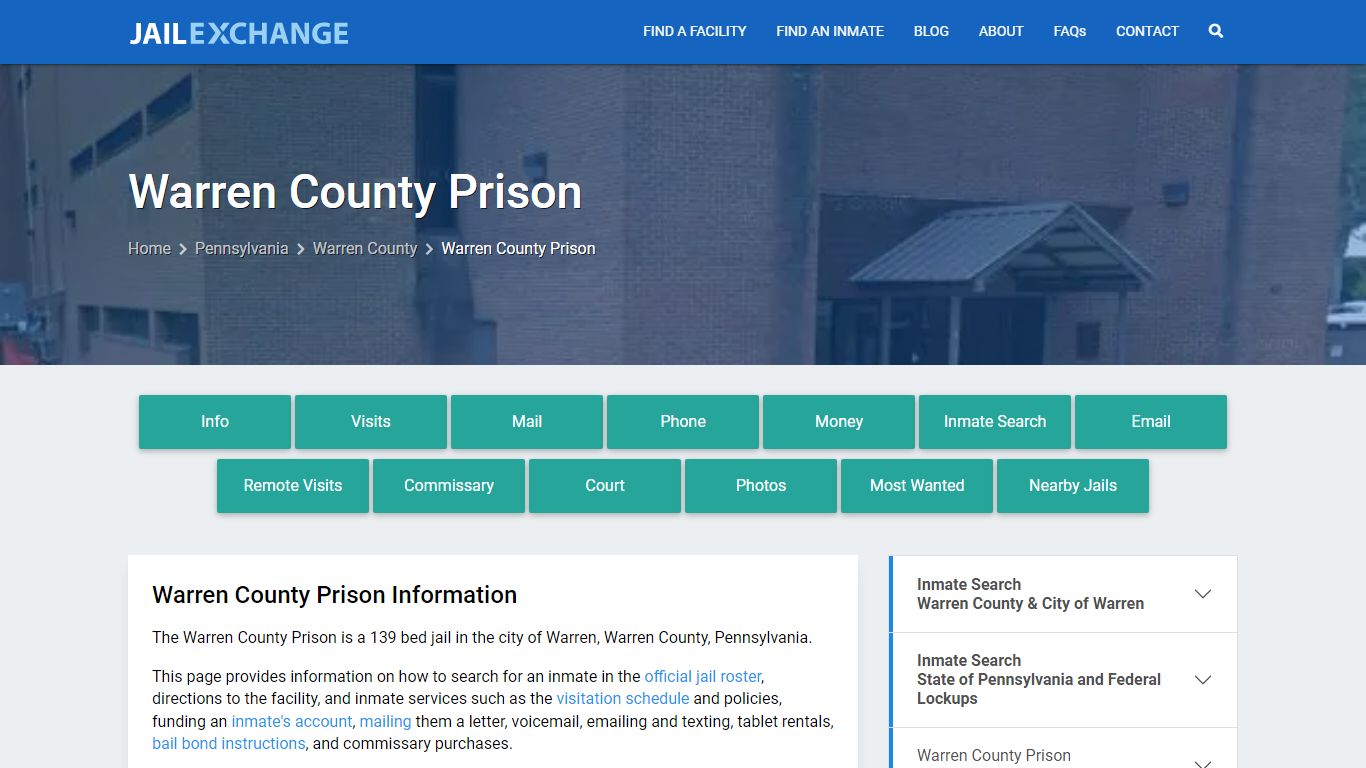Warren County Prison, PA Inmate Search, Information - Jail Exchange