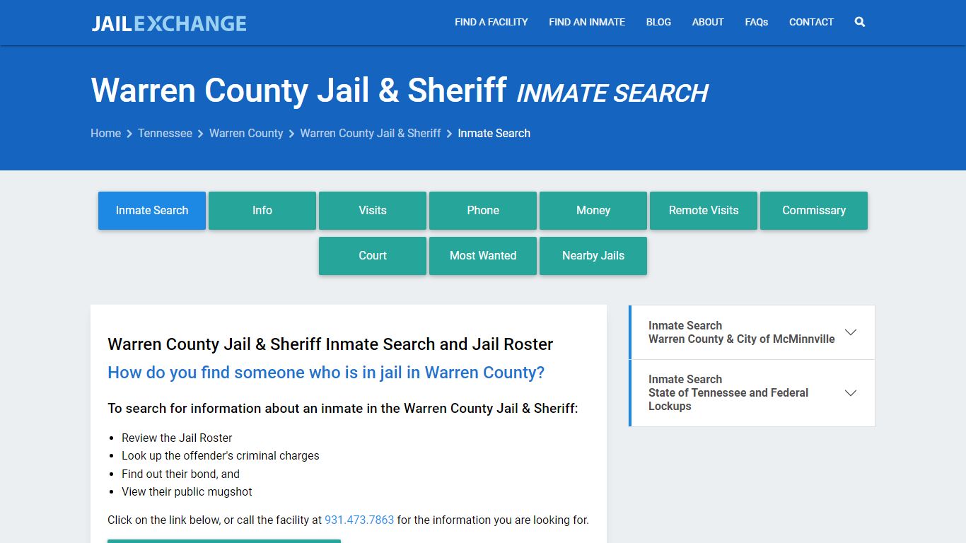 Inmate Search: Roster & Mugshots - Warren County Jail & Sheriff, TN