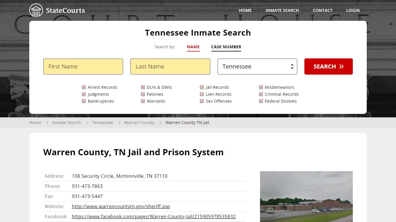 Warren County TN Jail Inmate Records Search, Tennessee - StateCourts