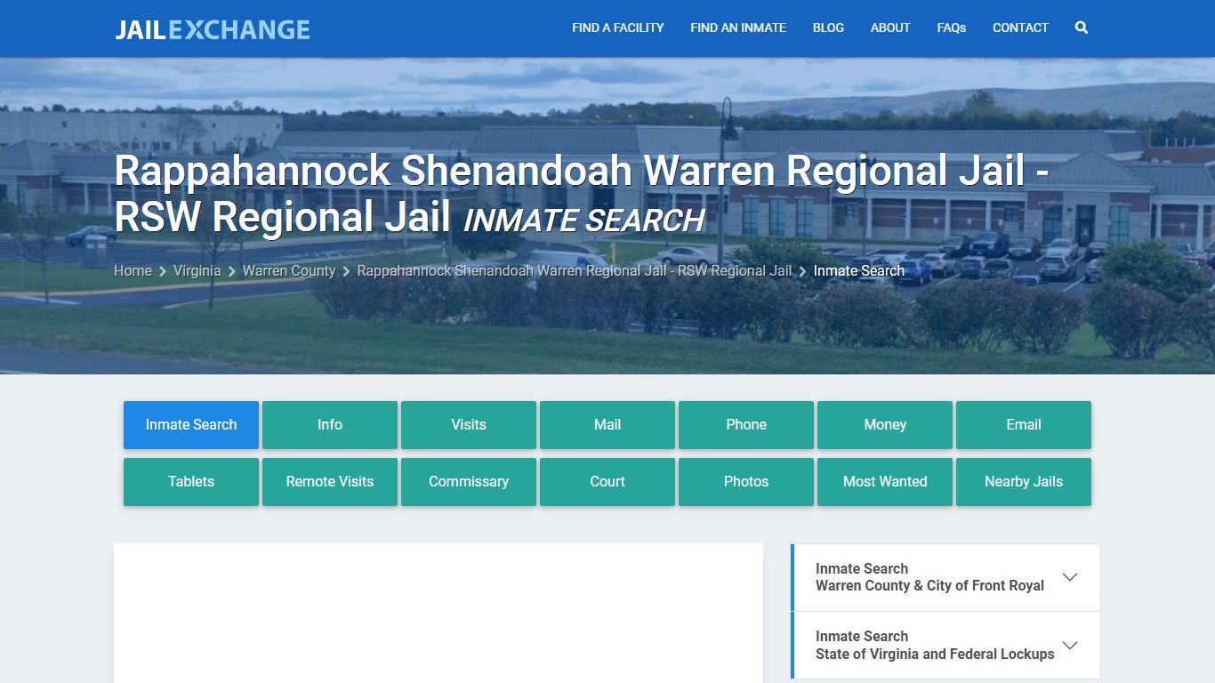 Rappahannock Shenandoah Warren Regional Jail - RSW Regional Jail Inmate ...