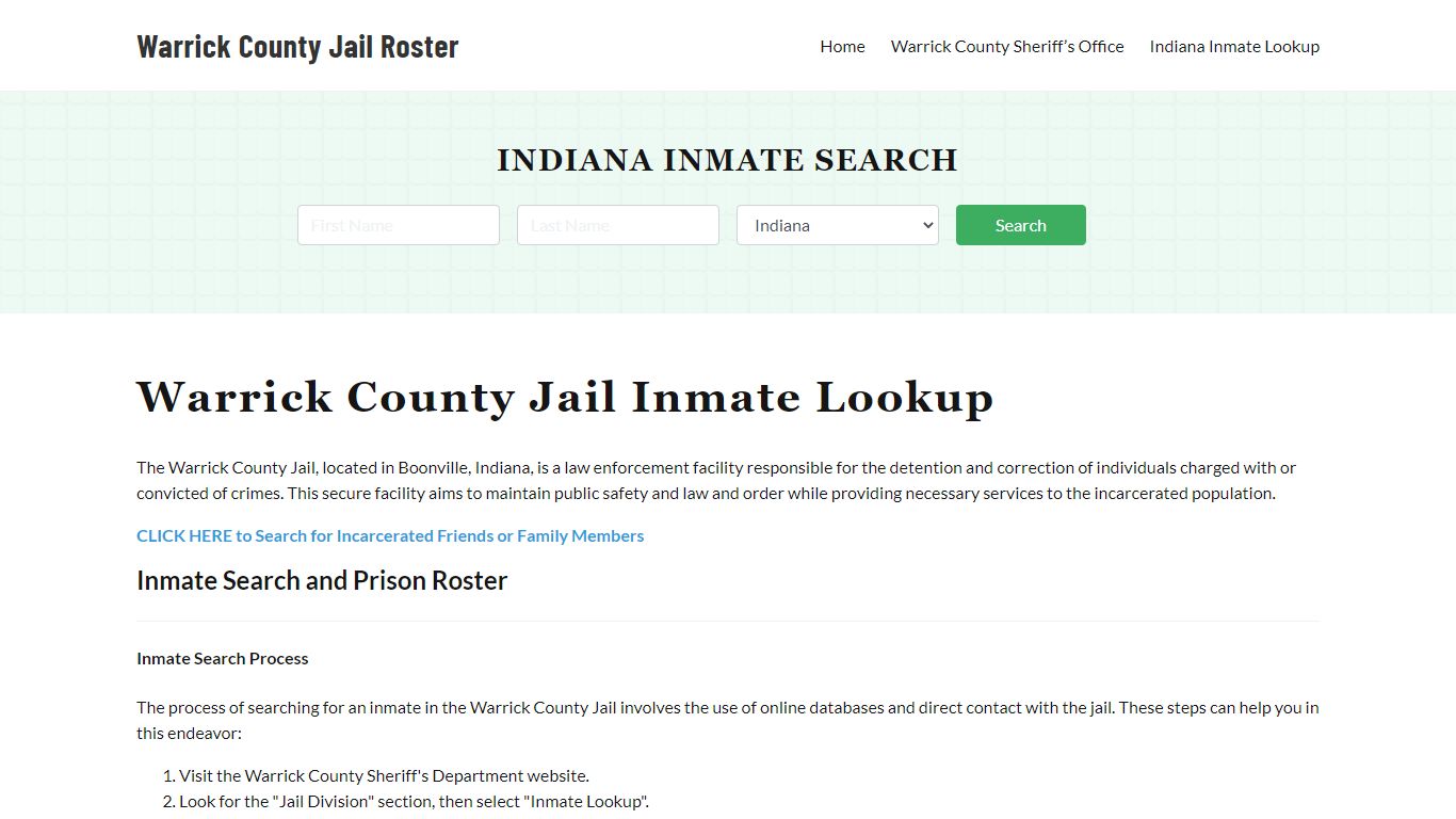 Warrick County Jail Roster Lookup, IN, Inmate Search