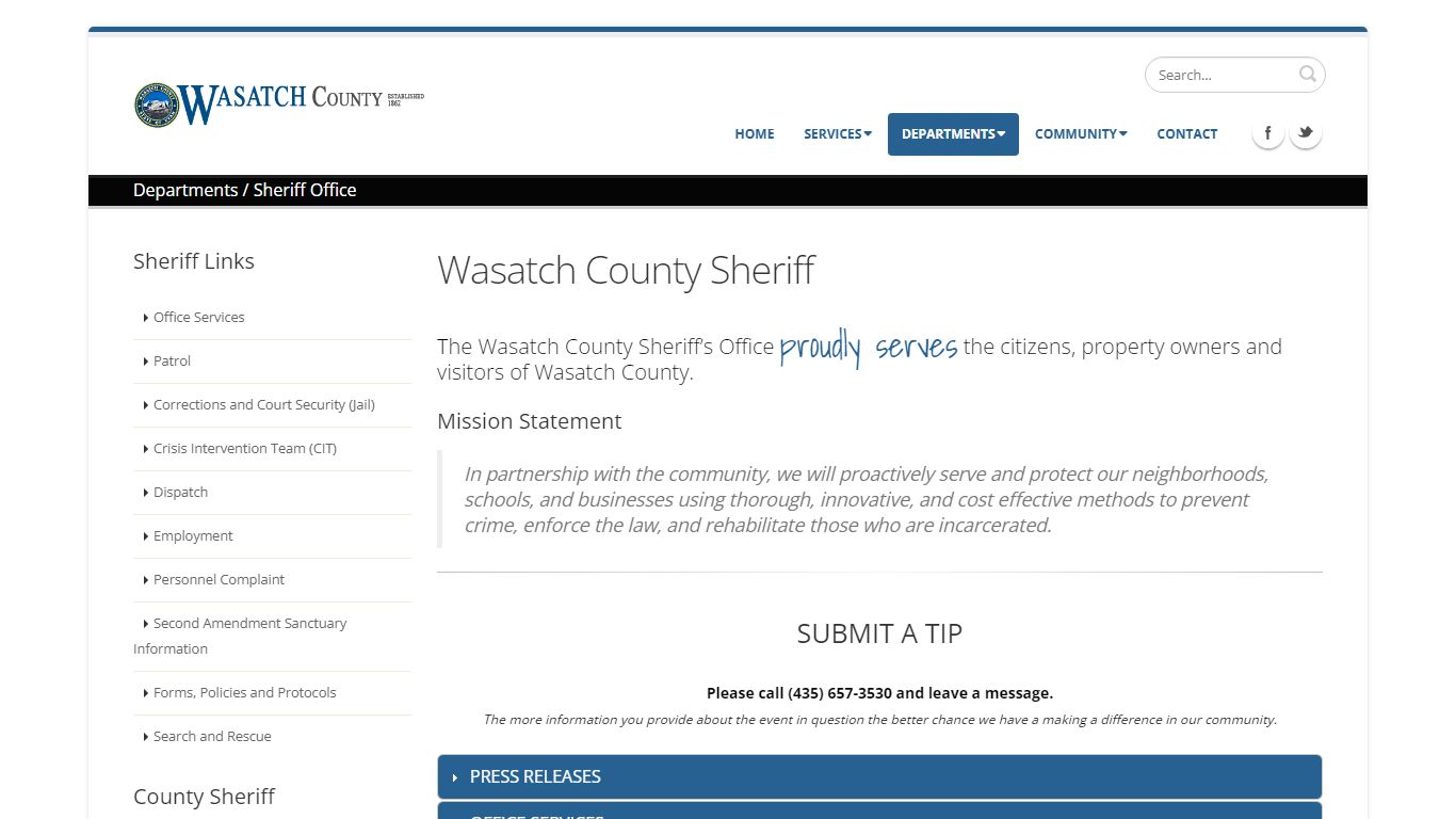 Wasatch County Goverment - County Sheriff