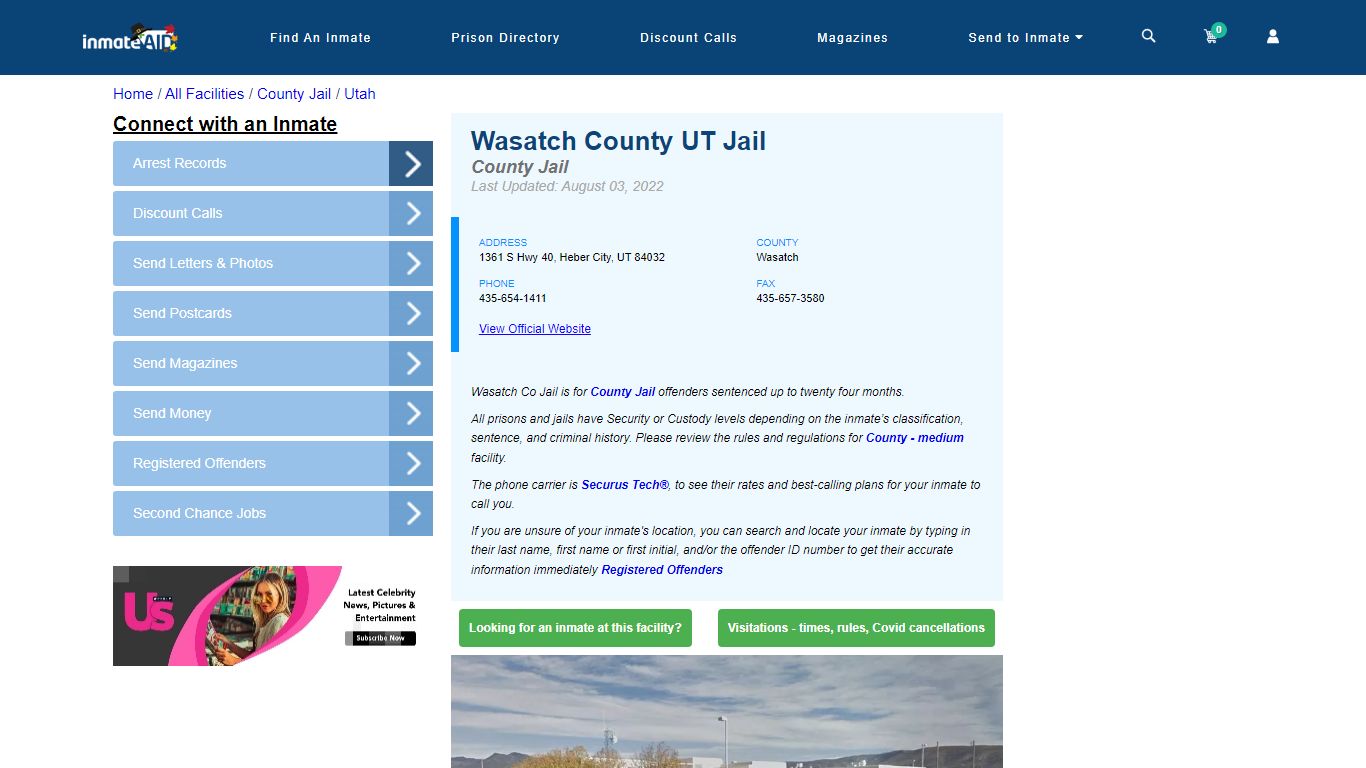 Wasatch County UT Jail - Inmate Locator - Heber City, UT