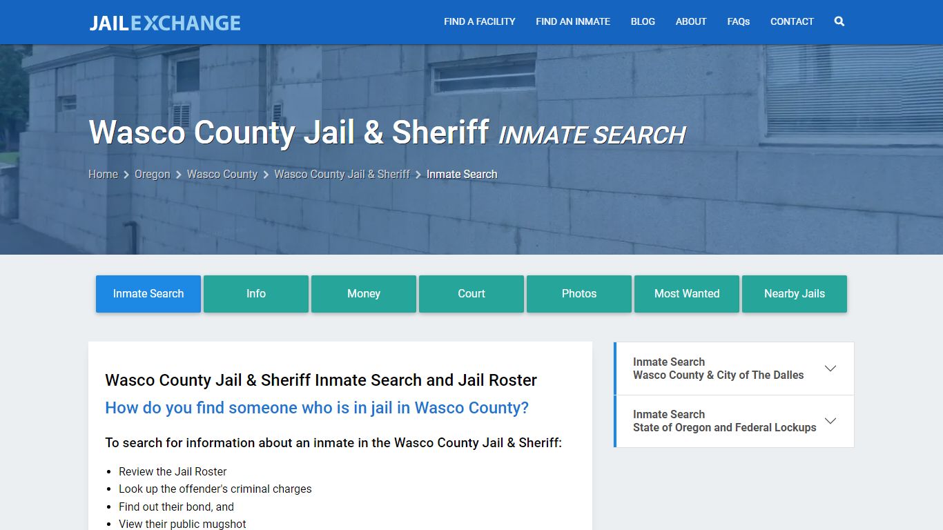 Wasco County Jail & Sheriff Inmate Search - Jail Exchange