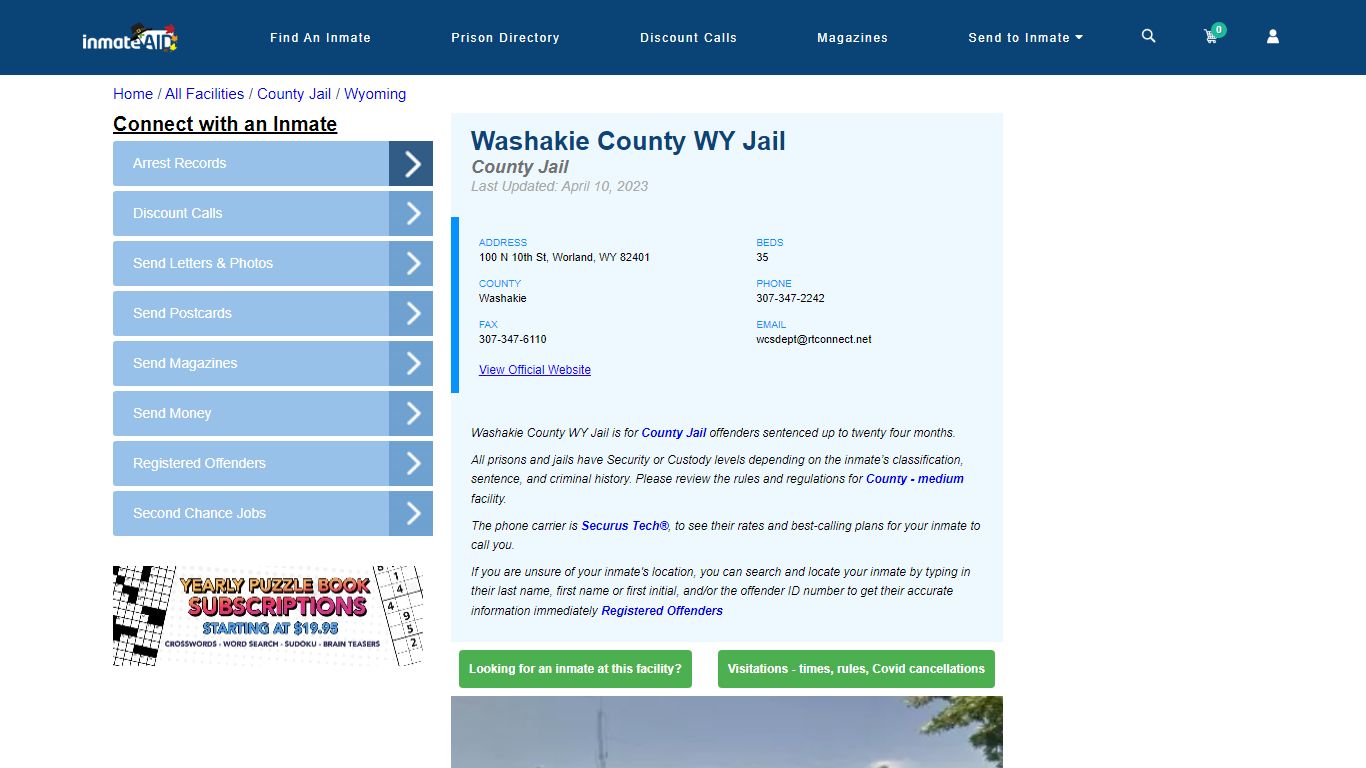 Washakie County WY Jail - Inmate Locator - Worland, WY