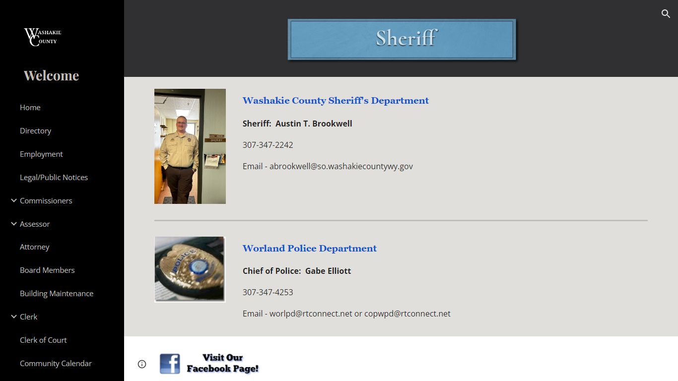 Welcome - Sheriff - Washakie County, Wyoming
