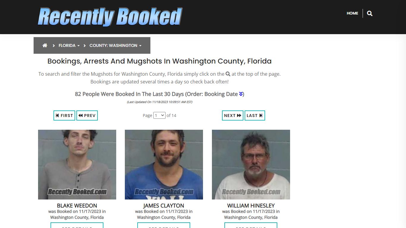 Bookings, Arrests and Mugshots in Washington County, Florida
