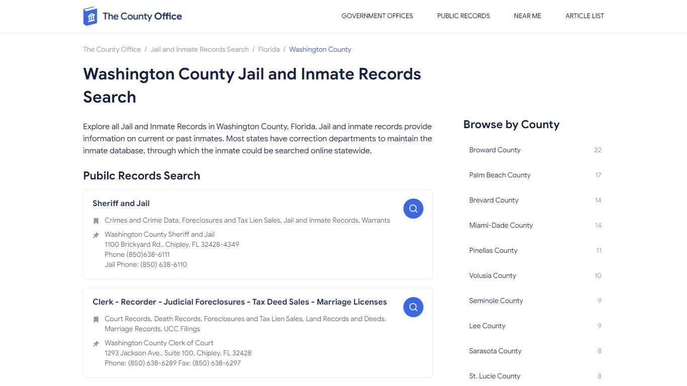 Washington County Jail and Inmate Records Search