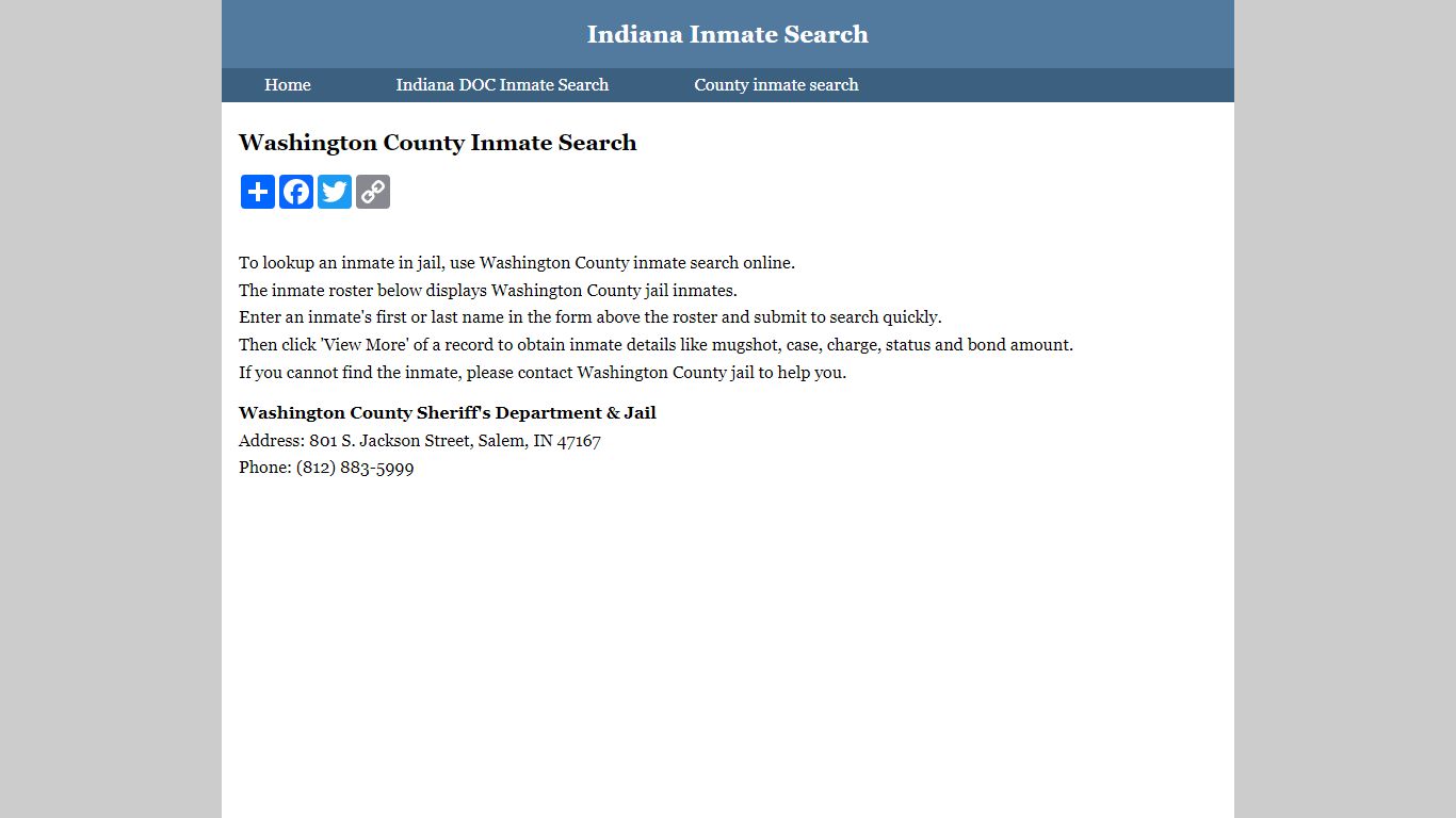 Washington County Inmate Search