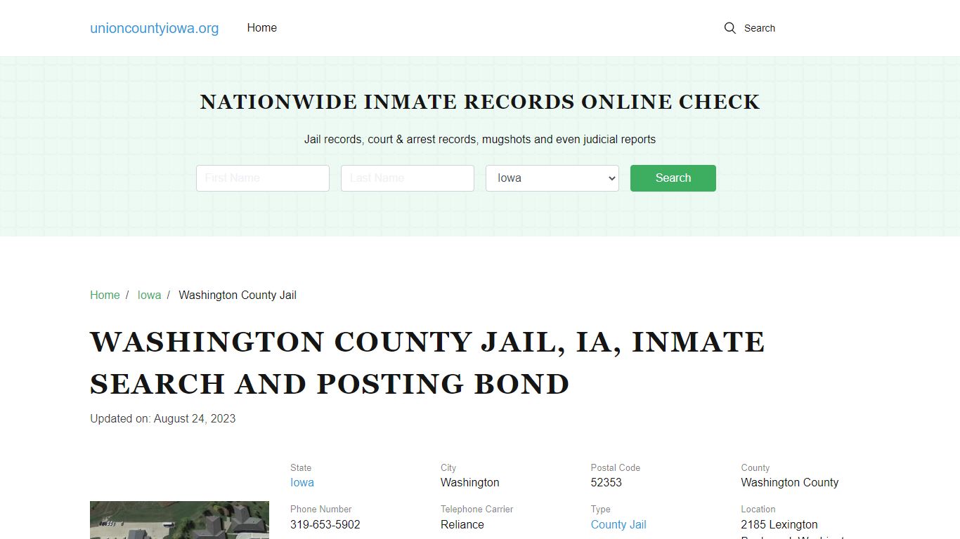 Washington County Jail, IA, Inmate Search, Visitations