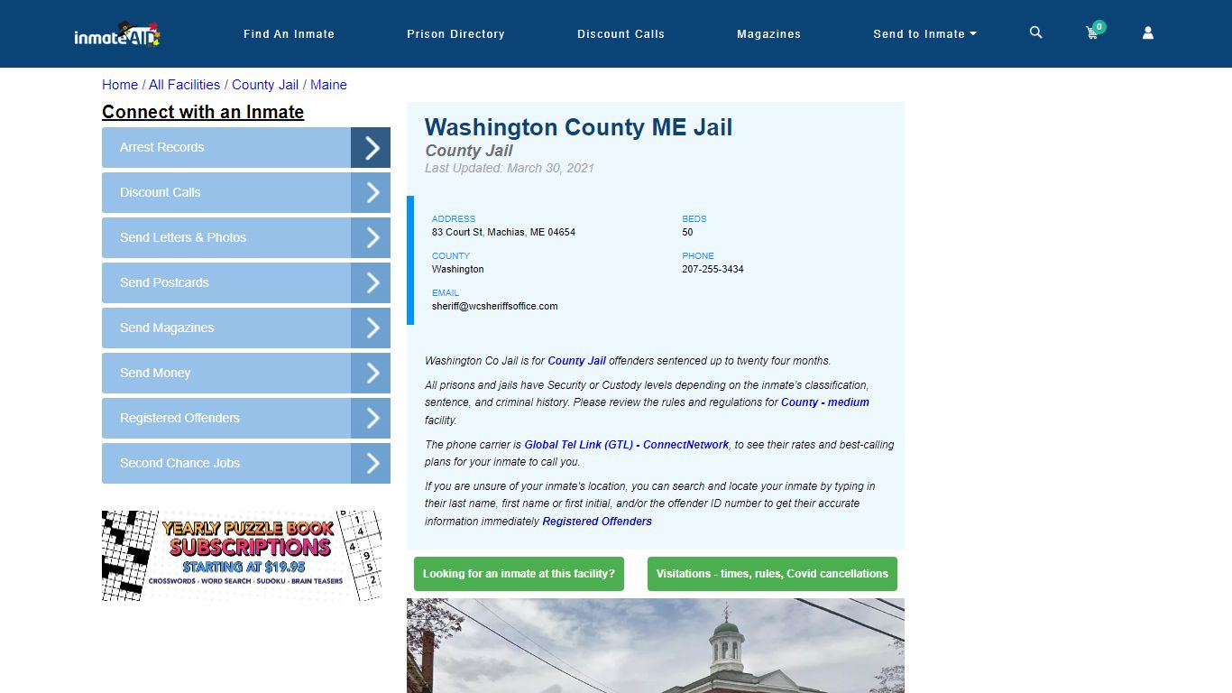 Washington County ME Jail - Inmate Locator - Machias, ME