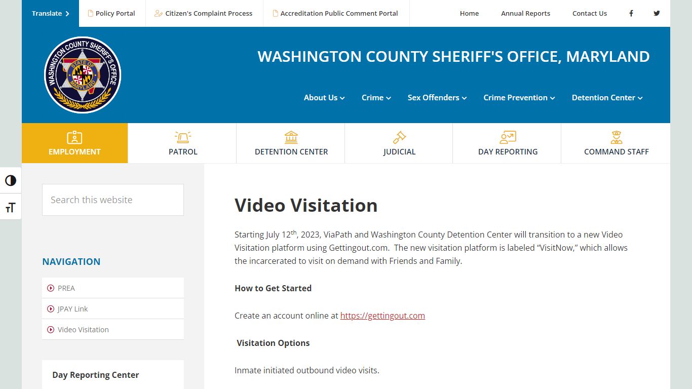 Video Visitation - Washington County Sheriff's Office