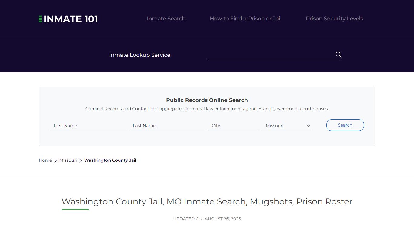 Washington County Jail, MO Inmate Search, Mugshots, Prison Roster