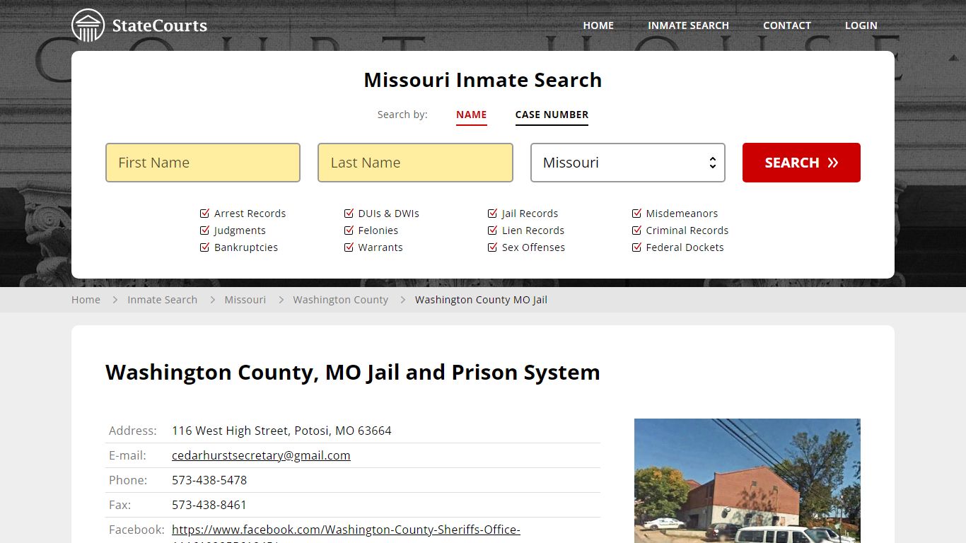 Washington County MO Jail Inmate Records Search, Missouri - StateCourts