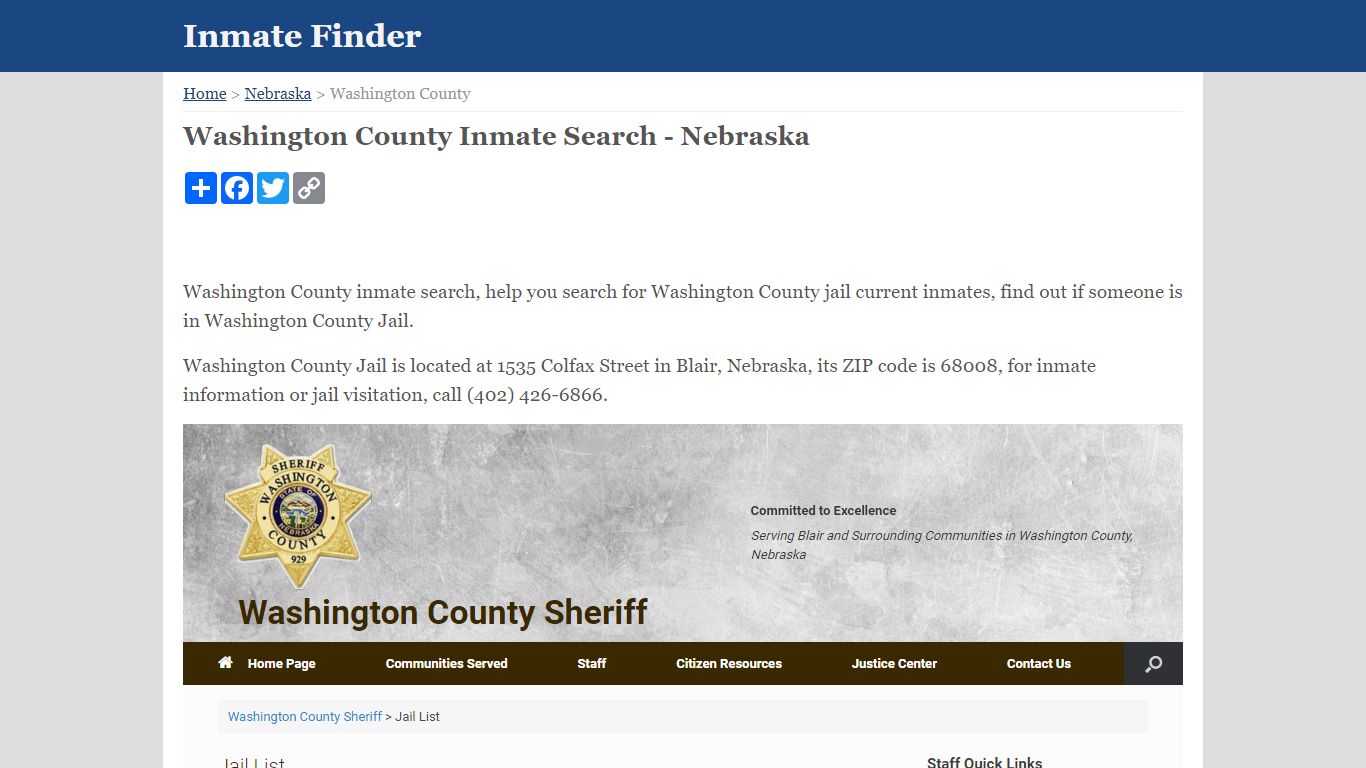 Washington County Inmate Search - Nebraska