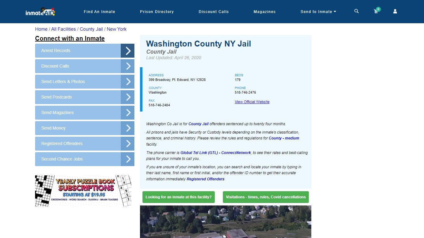 Washington County NY Jail - Inmate Locator - Ft. Edward, NY