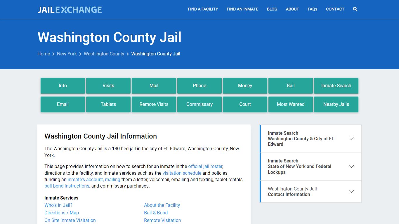 Washington County Jail, NY Inmate Search, Information