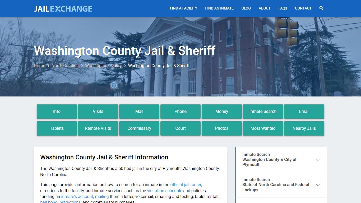 Washington County Jail & Sheriff, NC Inmate Search, Information