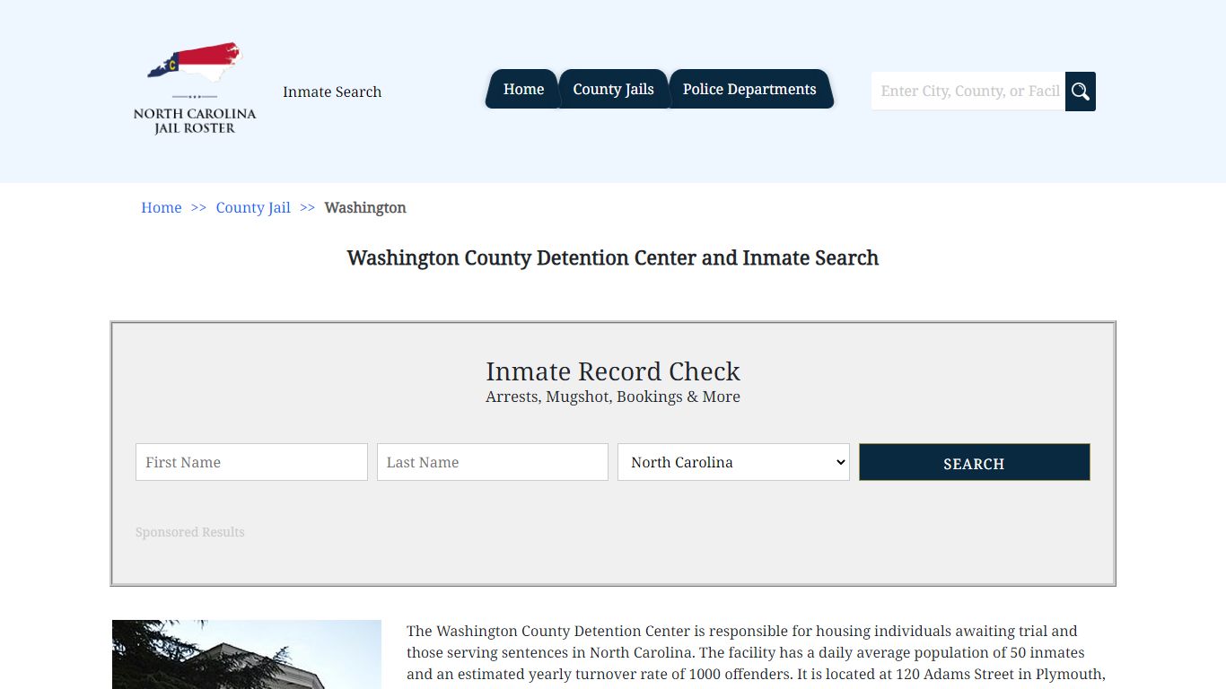 Washington County Detention Center and Inmate Search | North Carolina ...