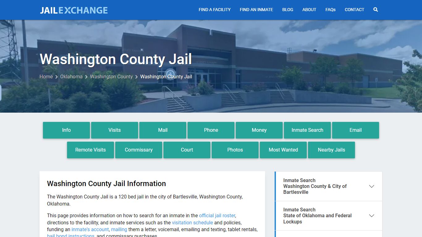 Washington County Jail, OK Inmate Search, Information