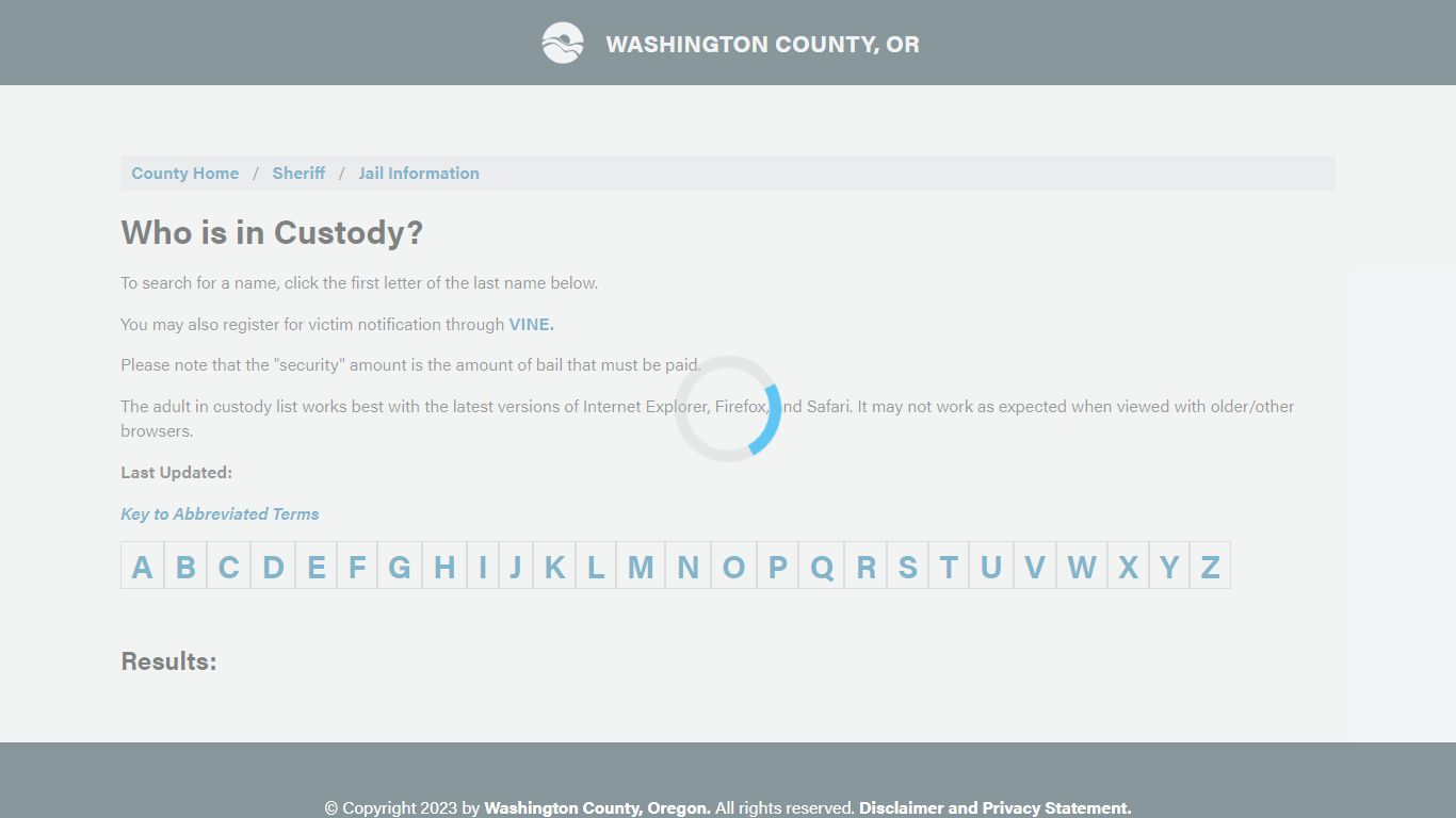 Washington County - Who is in Custody?