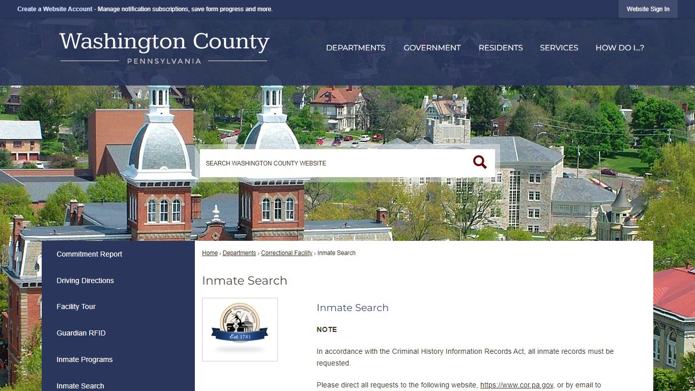 Inmate Search | Washington County, PA - Official Website