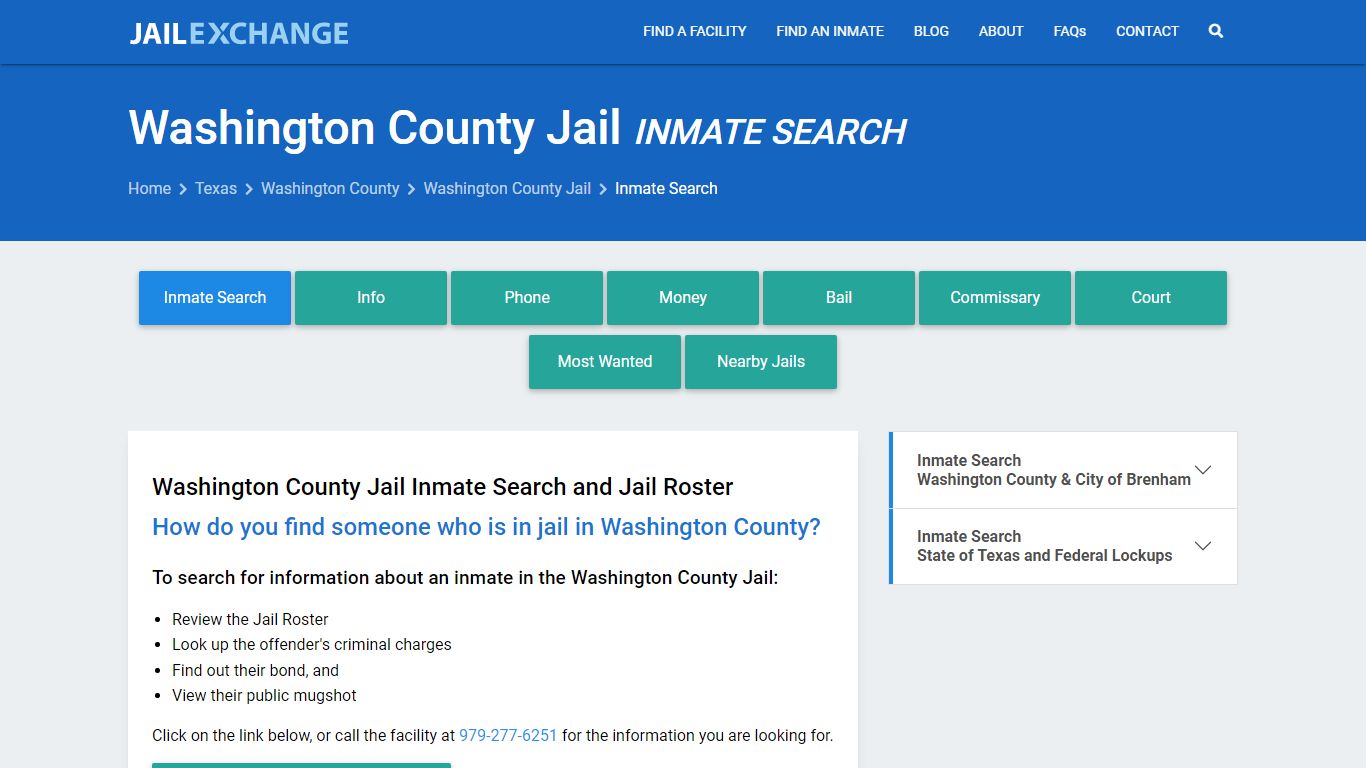 Inmate Search: Roster & Mugshots - Washington County Jail, TX