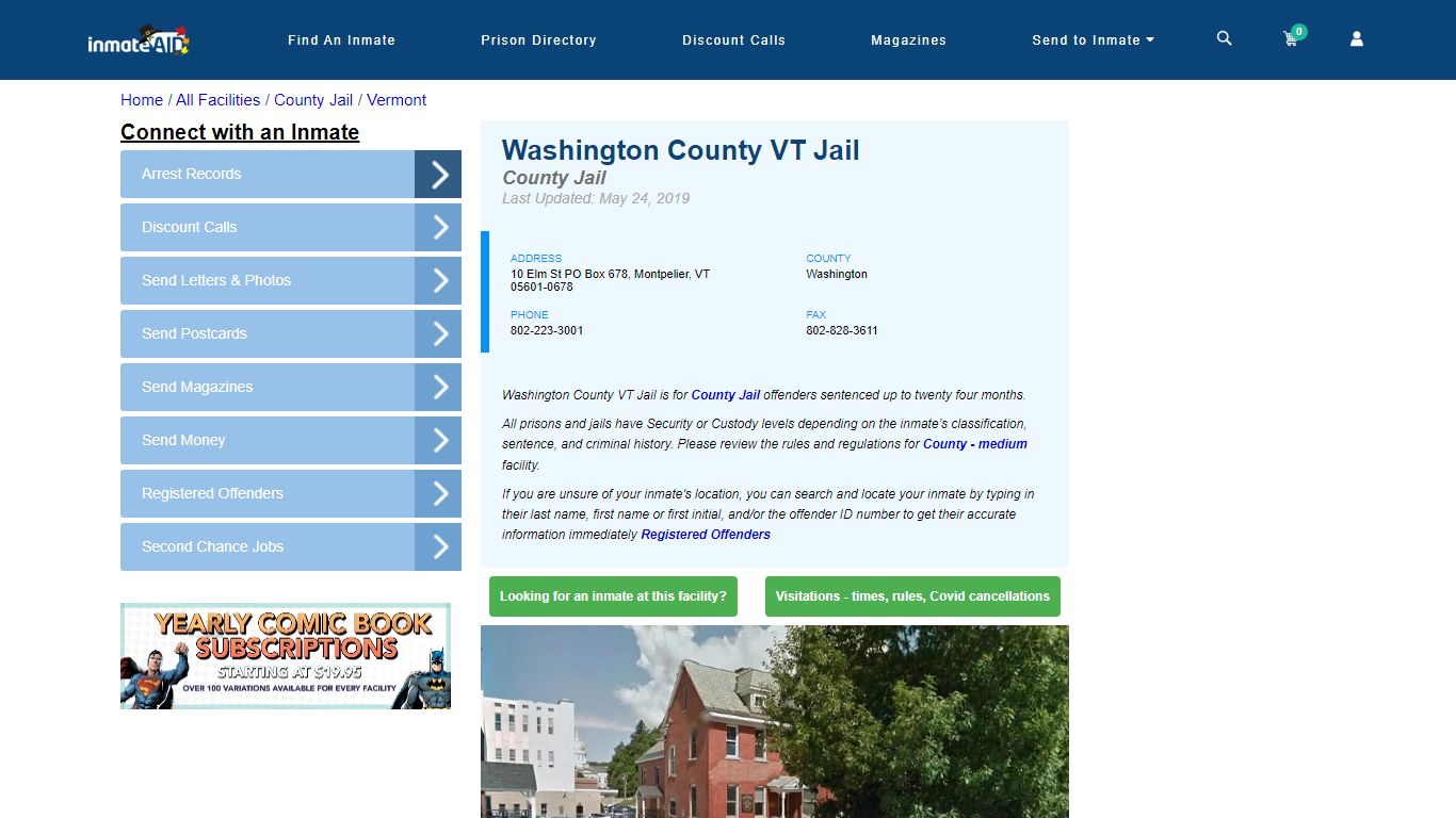 Washington County VT Jail - Inmate Locator - Montpelier, VT