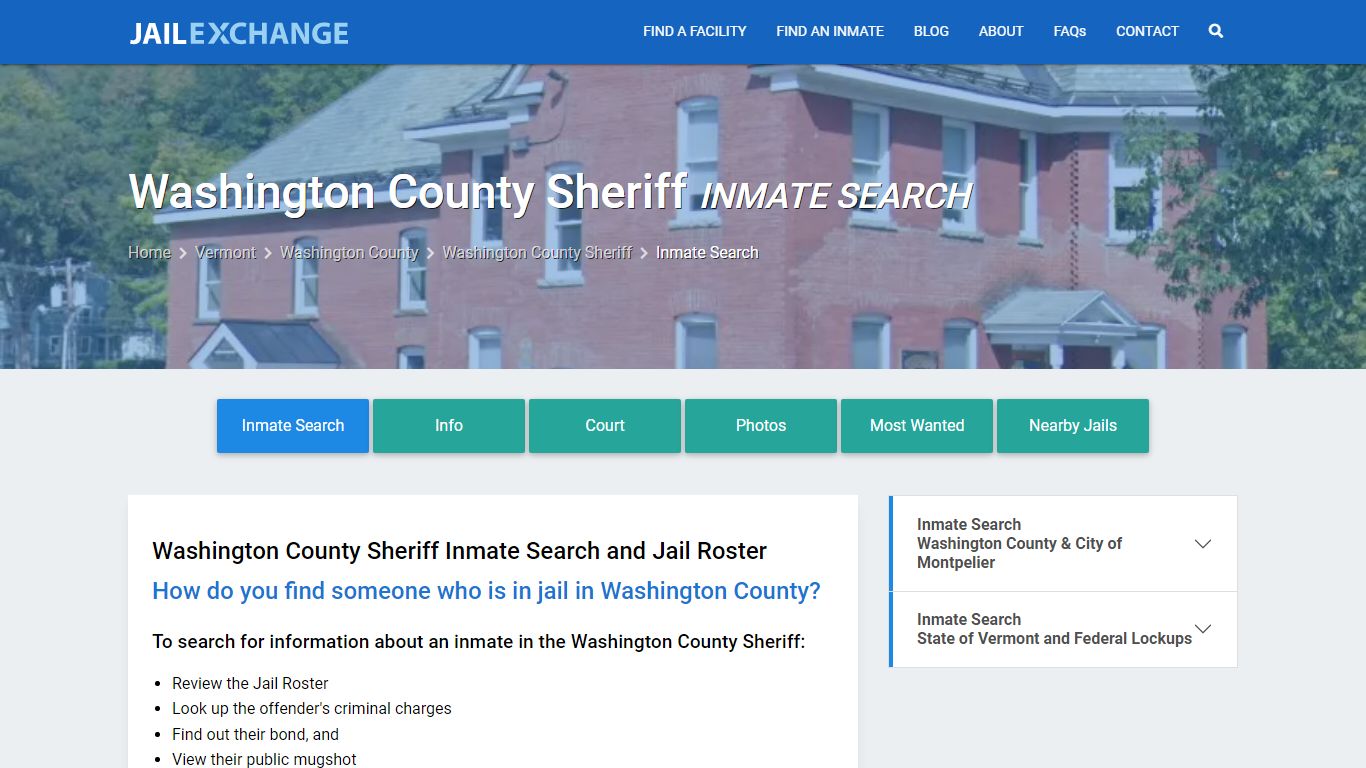 Washington County Sheriff Inmate Search - Jail Exchange