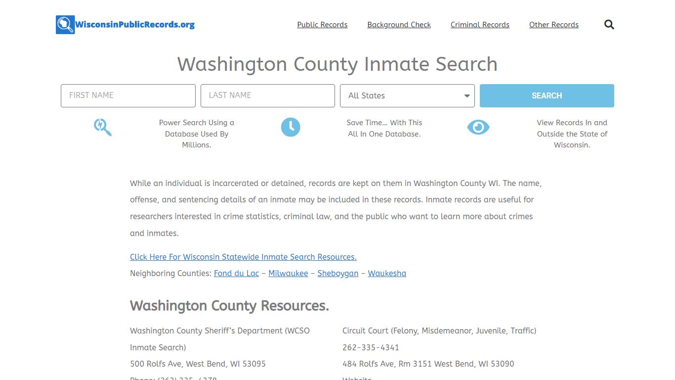 Washington County Inmate Search - WCSO Current & Past Jail Records