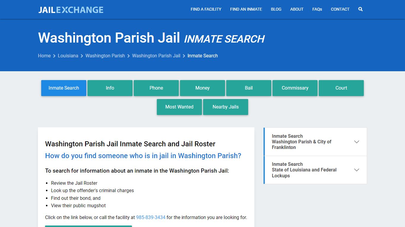 Inmate Search: Roster & Mugshots - Washington Parish Jail, LA