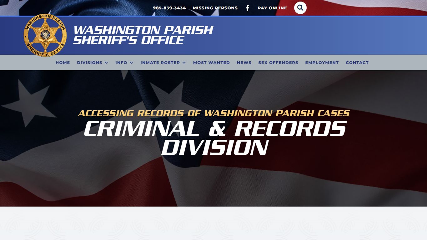 Comprehensive Criminal & Records Division | Washington Parish Sheriff's ...