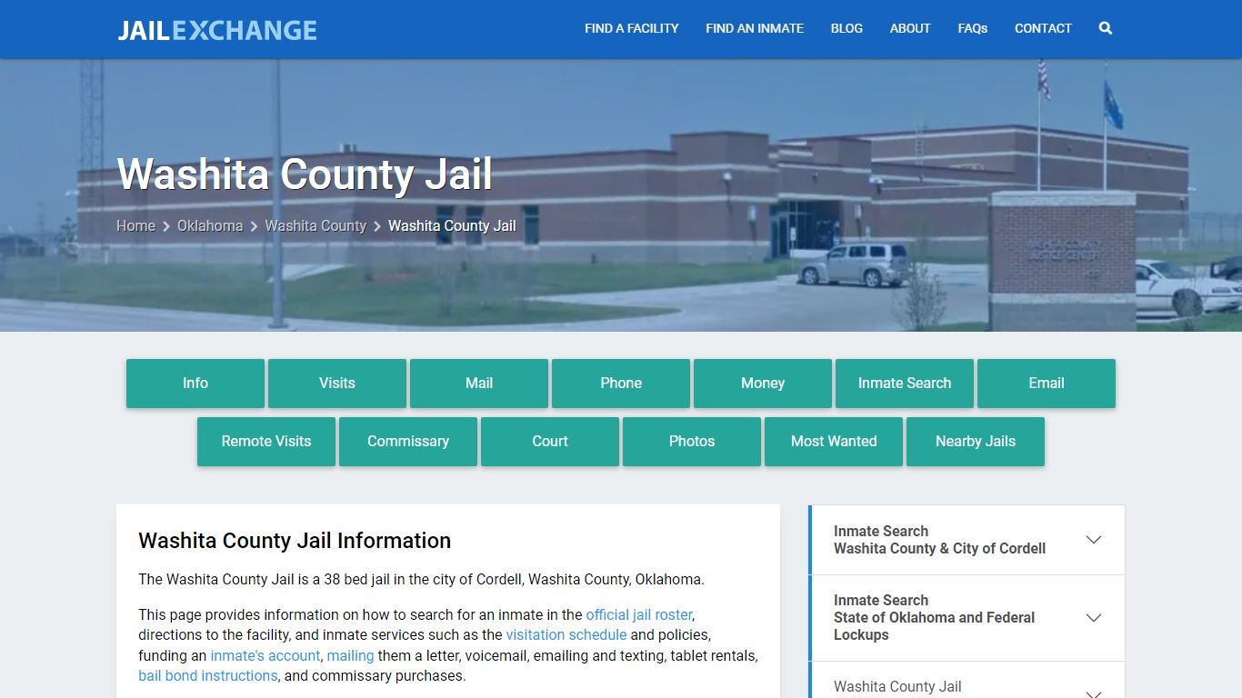 Washita County Jail, OK Inmate Search, Information