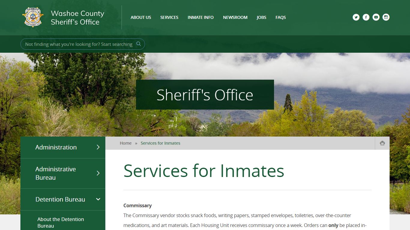 Services for Inmates - Washoe County Sheriff's Office