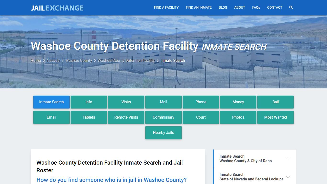 Washoe County Detention Facility Inmate Search - Jail Exchange