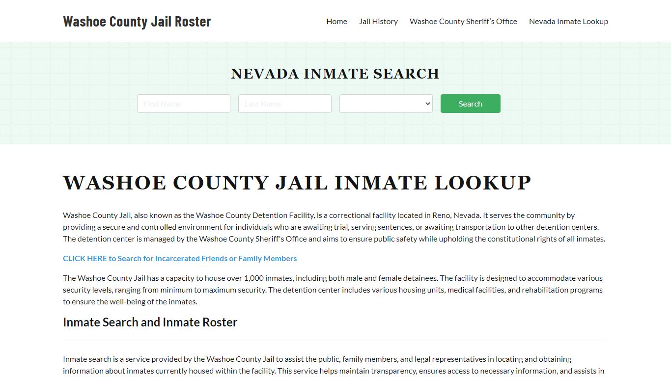 Washoe County Jail Roster Lookup, NV, Inmate Search