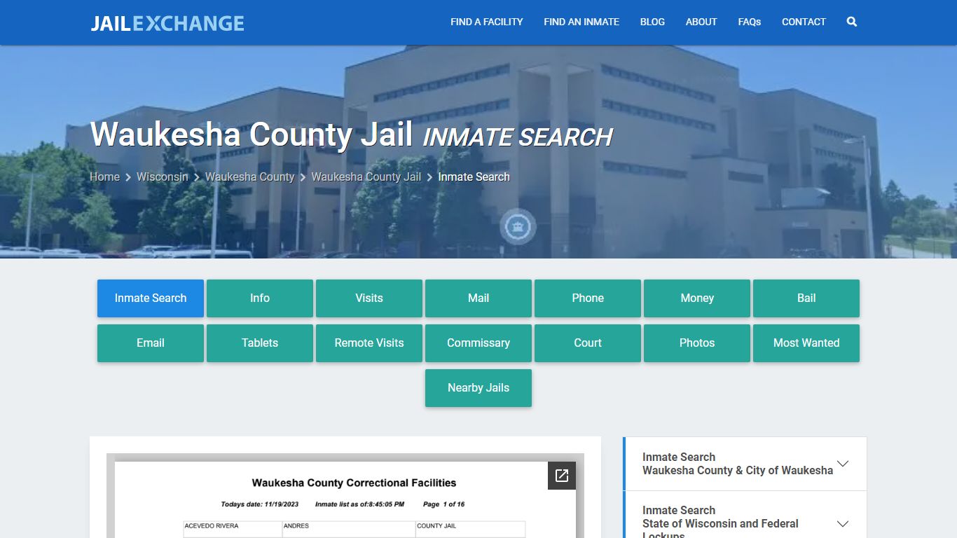 Inmate Search: Roster & Mugshots - Waukesha County Jail, WI