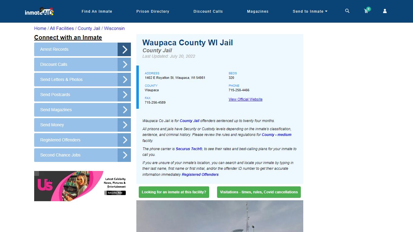Waupaca County WI Jail - Inmate Locator - Waupaca, WI