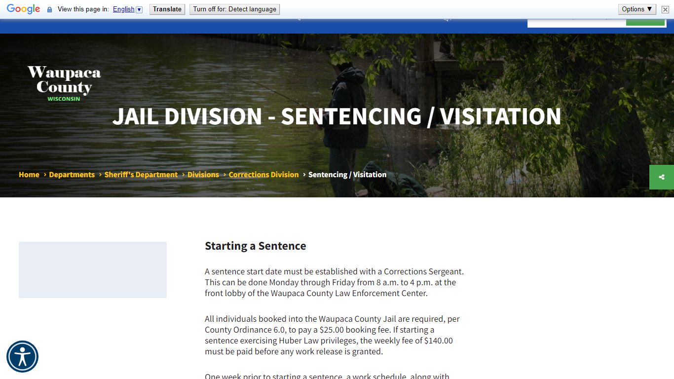Jail Division - Sentencing / Visitation - Waupaca County, Wisconsin