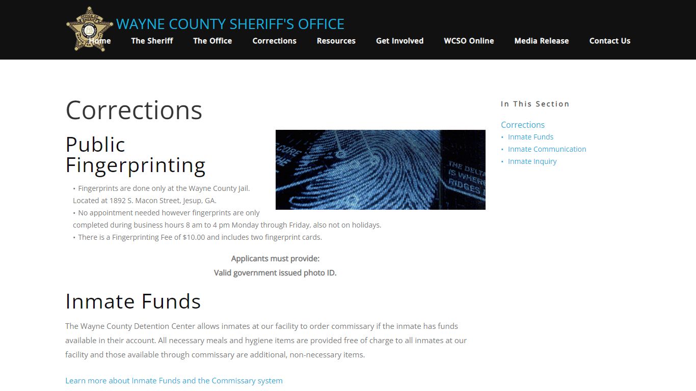 Corrections - Wayne County Sheriff's Offce