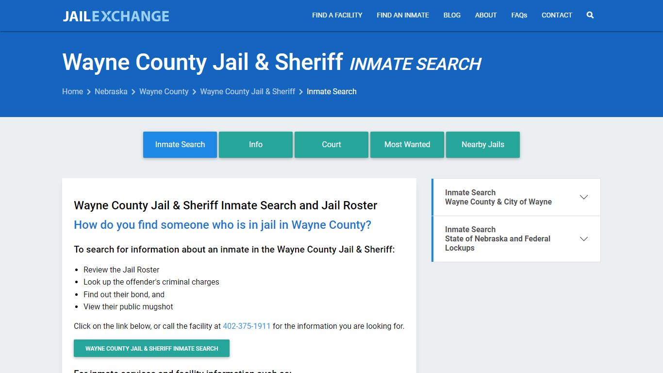 Inmate Search: Roster & Mugshots - Wayne County Jail & Sheriff, NE