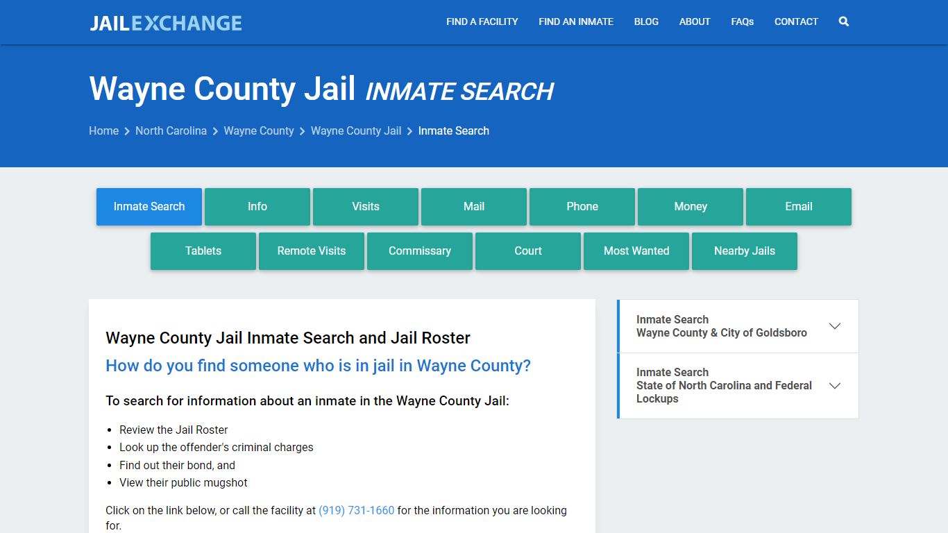 Inmate Search: Roster & Mugshots - Wayne County Jail, NC